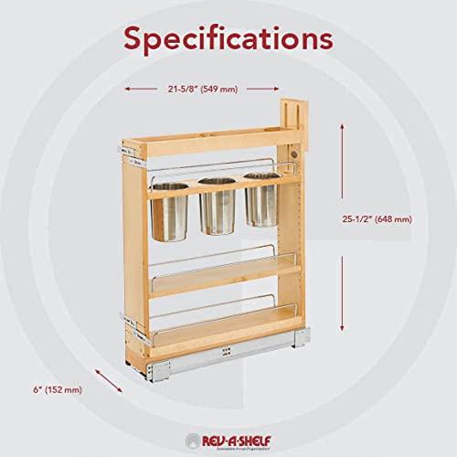 Rev-A-Shelf Rev-A-Shelf 5\" Pull Out Storage Organizer for Base Kitchen Cabinets w/Soft-Close, Sliding Shelves for Utilities, Utensils or Spices, 448UT-BCSC-5C