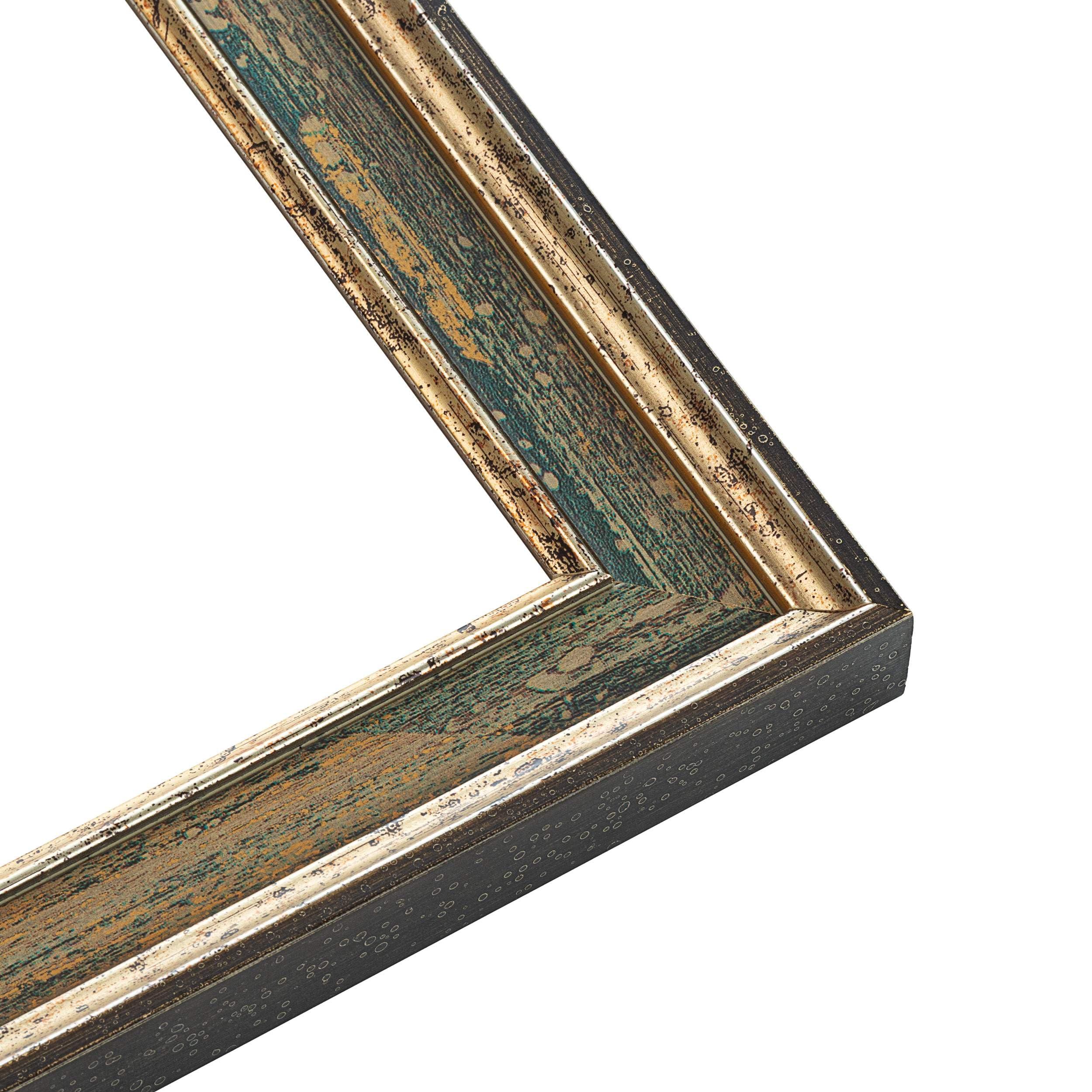 CustomPictureFrames.com 6x12 Frame Tarnished Silver Solid Wood Picture Frame Width 1.5 Inches | Interior Depth 0.5 Inches | Oddone Traditional Photo Frame Complete with UV Acrylic, Foam Board Backing & Hanging Hardware