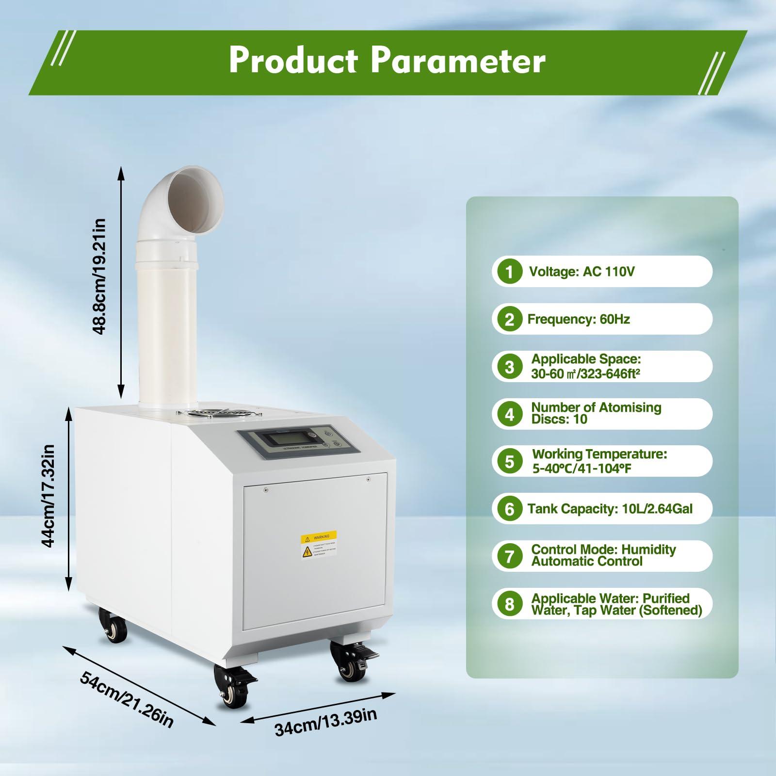 Hilberiazel Agricultural Ultrasonic Humidifier, Commercial Whole House Air Humidifier, Commercial Industrial and Agricultural Humidifier, 3kg/h Suitable for Agricultural Textiles, 110V