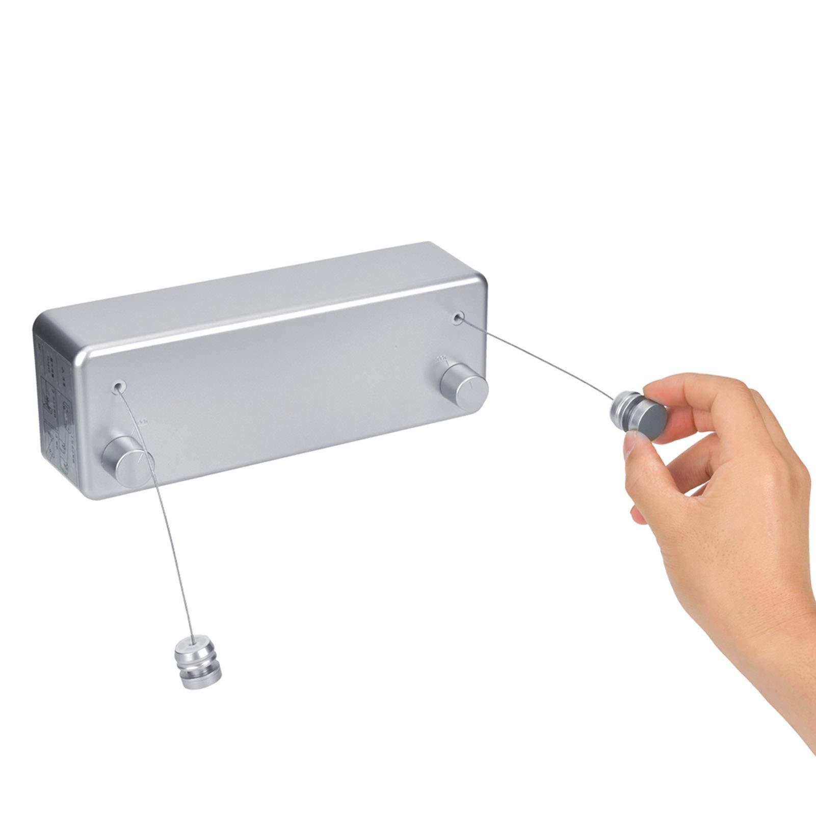 MINGZHE MINGZHE Clothesline Washing Line Clothes Hanger Line Clothesline Rope Retractable Clothesline Dual Lines Retractable Clothesline Clothes Drying Line for Indoor Hotel Home Balcony Bathroom(Silver)