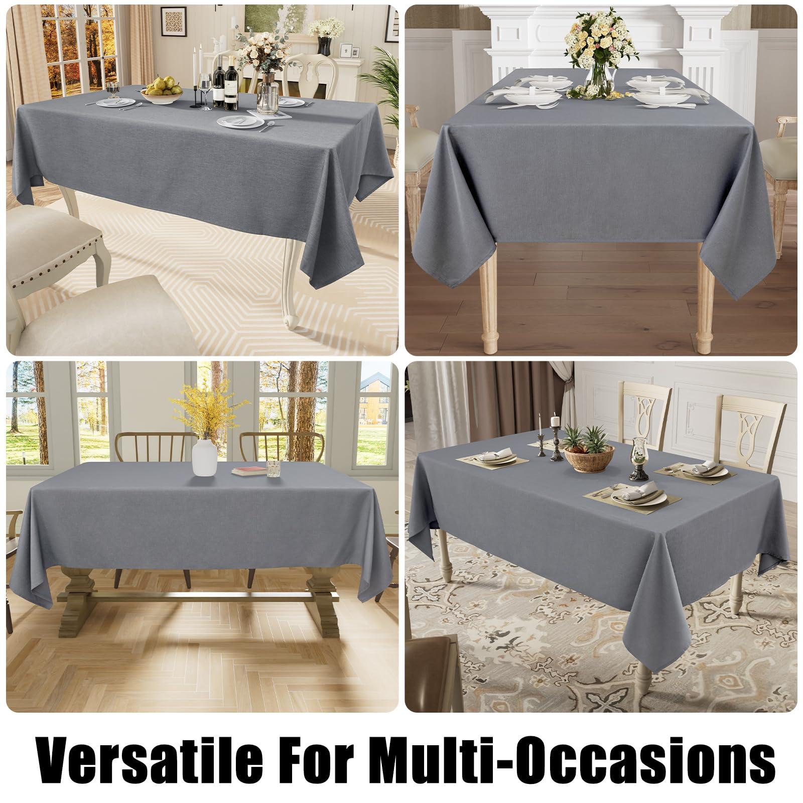 Smiry Smiry Rectangle Table Cloth Linen Textured, Waterproof Spillproof Anti-Wrinkle Burlap Tablecloth, Washable Decorative Fabric Table Cover for Dining, Party, Banquet, 60 x 84 Inch, Grey