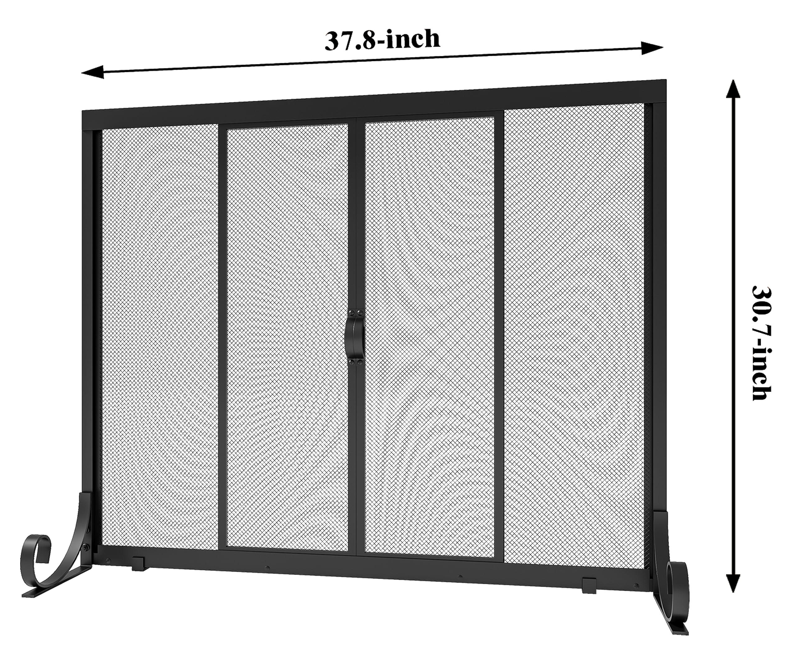 Fire Beauty Fire Beauty Fireplace Screen, Wrought Iron Mesh, Baby Safe Spark Guard Protector with 2-Doors Large Flat Guard Screens (37.8 x 30.7 Inch)