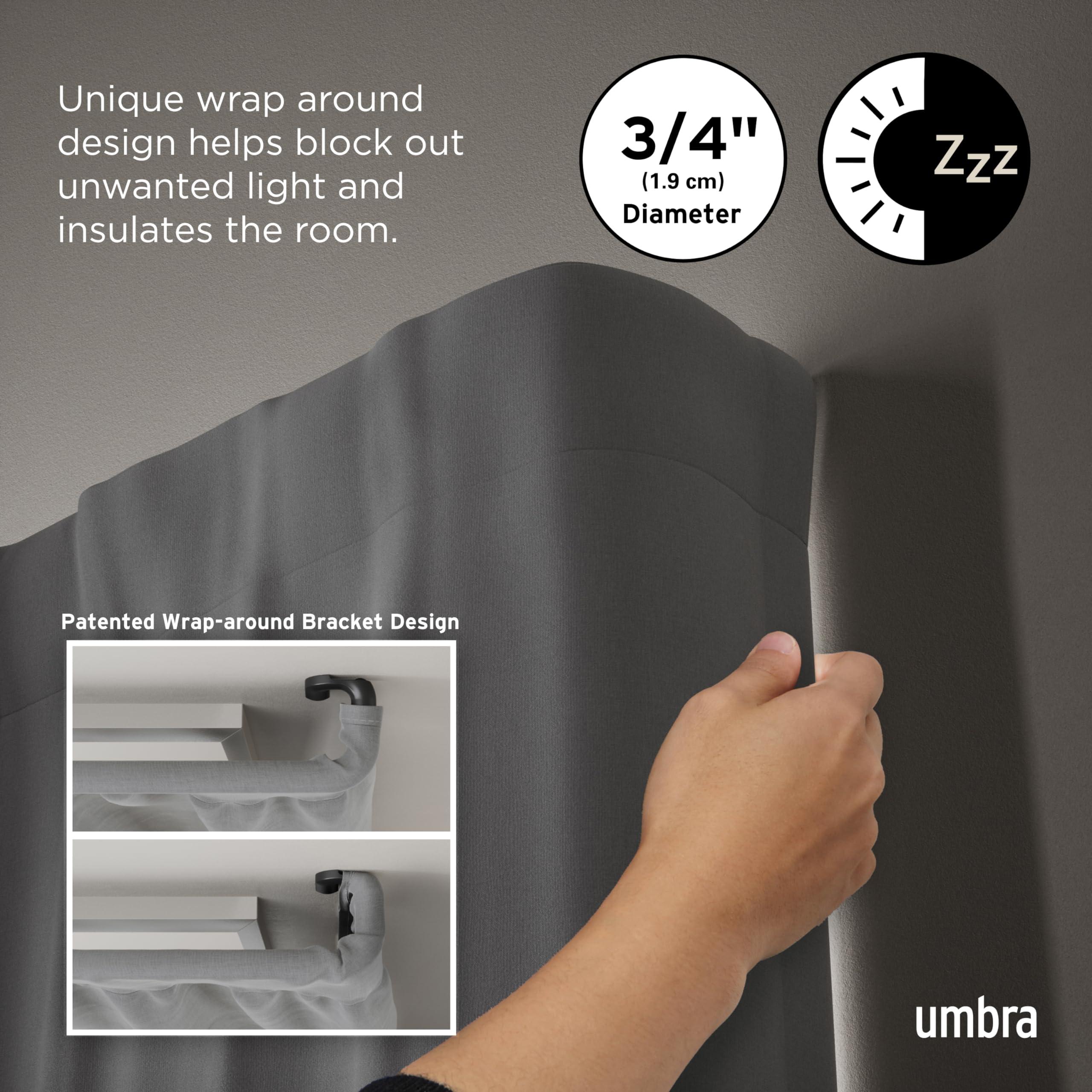 Umbra Umbra Twilight Room Darkening Wrap Around Perfect for Blackout, Telescoping Curtain Rod, 48 to 88-inches, Brass