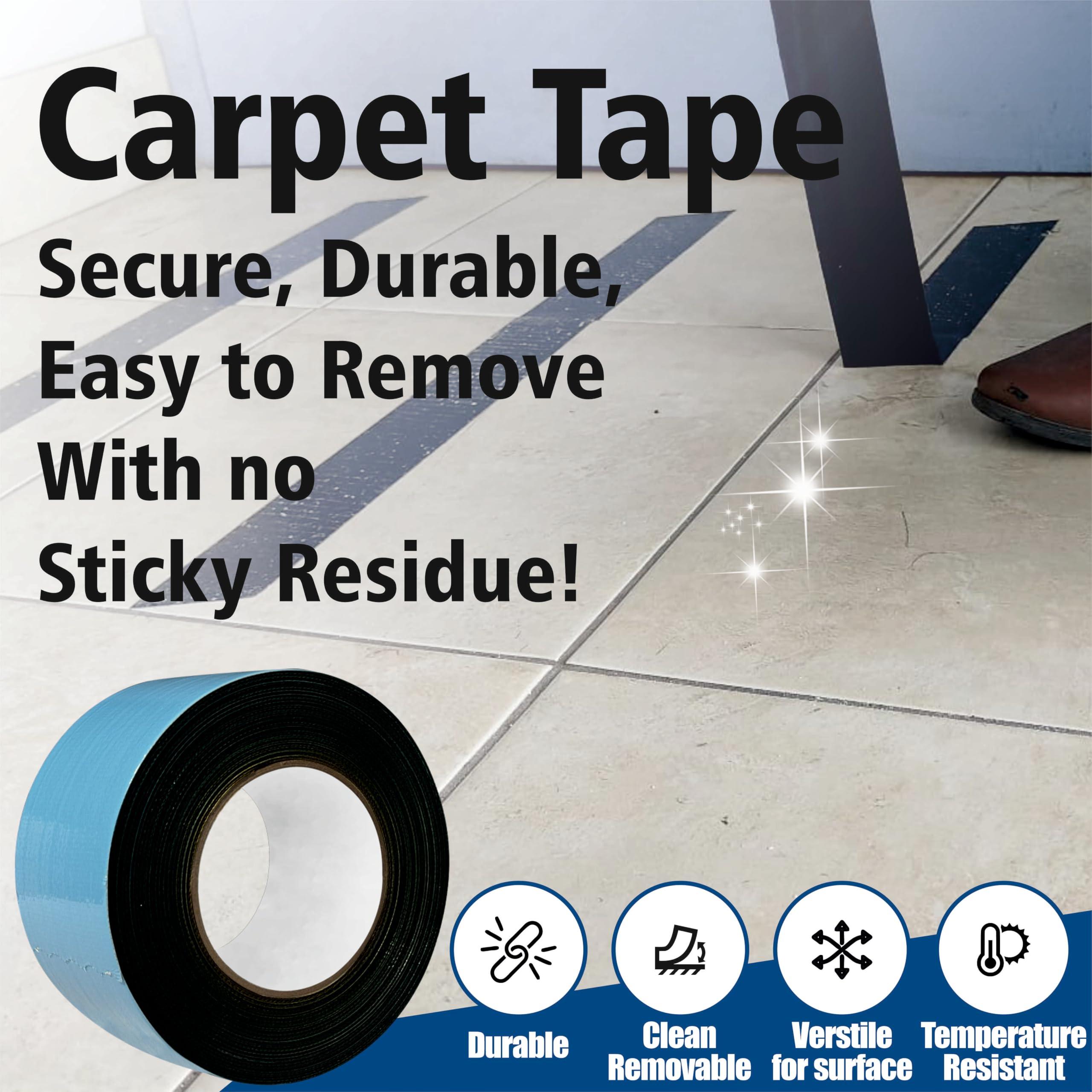 Klick Industrial Carpet Tape, Double Sided Rug Tape, Secure Rugs to Hardwood, Laminate, Tile, Carpet, Carpet Grip Tape, Removable Carpet Tape, No damage on carpet, rug or floor, (MADE IN USA), Black, (2\" x 25 Yard)