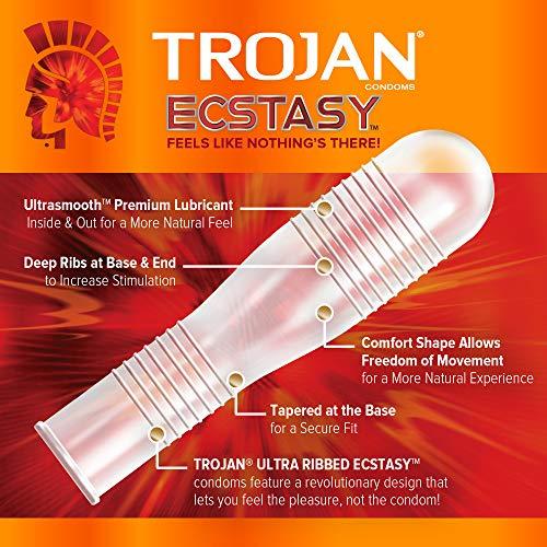 TROJAN Trojan Ultra Ribbed Ecstasy Lubricated Condoms - 26 Count
