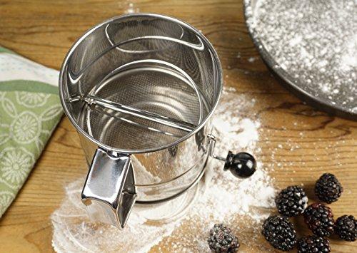 RSVP International RSVP International Endurance® Stainless Steel Crank Style Flour Sifter, 5 Cup | Sift Flour & Dry Ingredients for Baking | Manual Crank | Dishwasher Safe,Silver