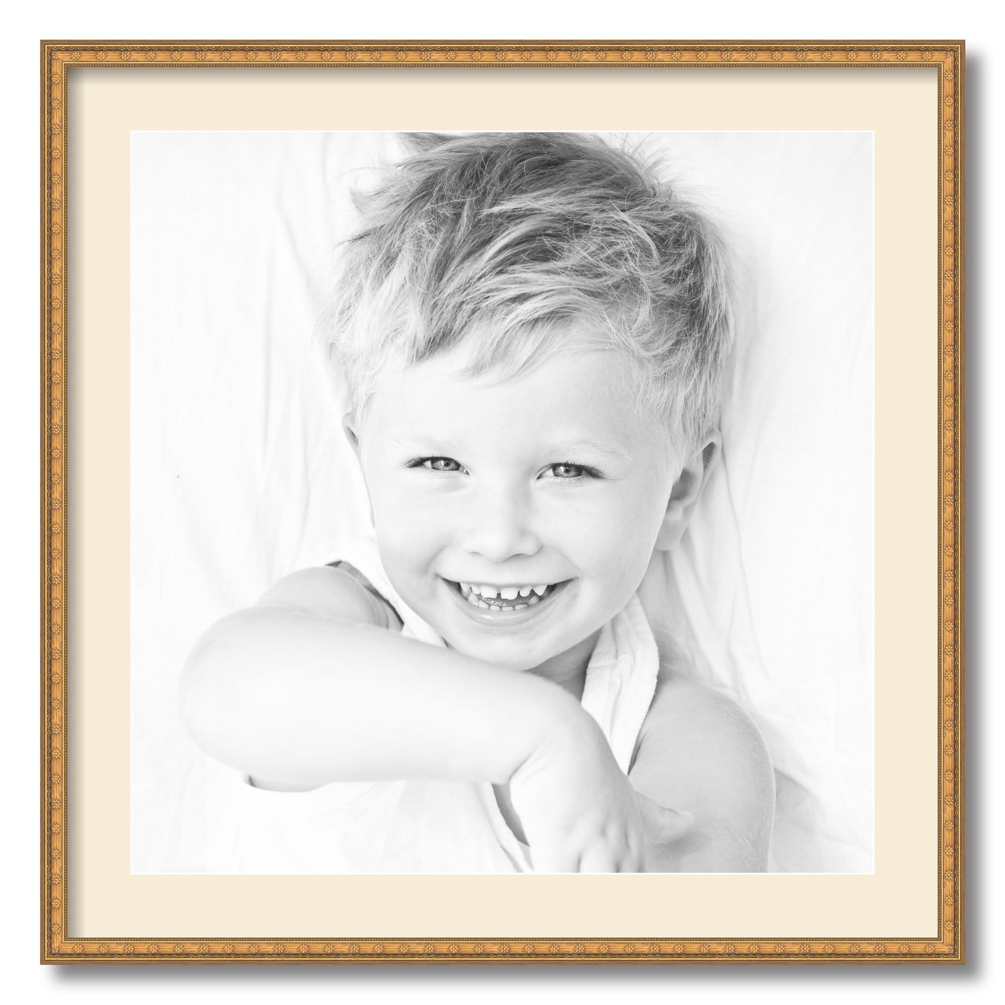 ArtToFrames ArtToFrames 20x20 inch Gold with Star Compo Picture Frame with 2 Inch Single Ivory Mat, SingleMat-D9329-20x20-81