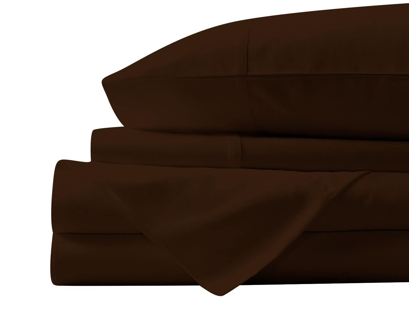 Velosso Velosso 4 Piece 100% Egyptian Cotton Sheet Set 1000 Thread Count 21 Inches Deep Pocket Sheet Set - Chocolate Solid, Twin XL