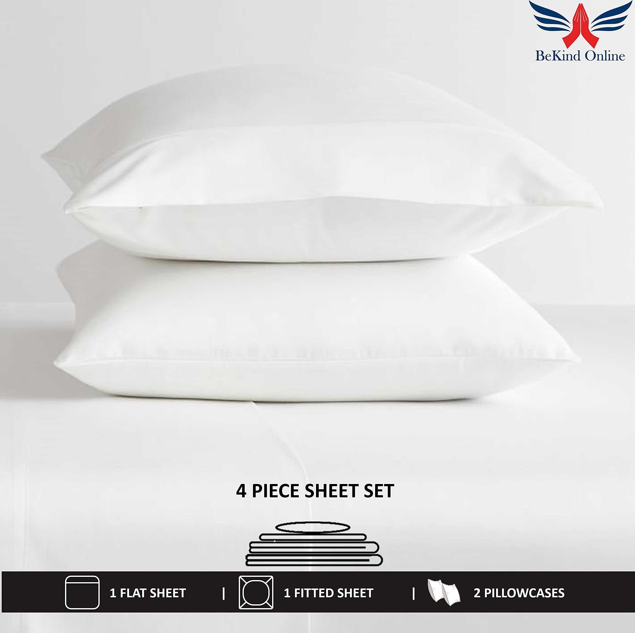 BeKind Online 800 Thread-Count 100% Egyptian-Cotton [King-Dark Grey] Sheets Set, 4-Piece Long-Staple Pure Cotton, Premium Hotel Quality, Soft & Silky Sateen Weave Fits Mattress Upto 22\'\' Extra Long Deep Pocket