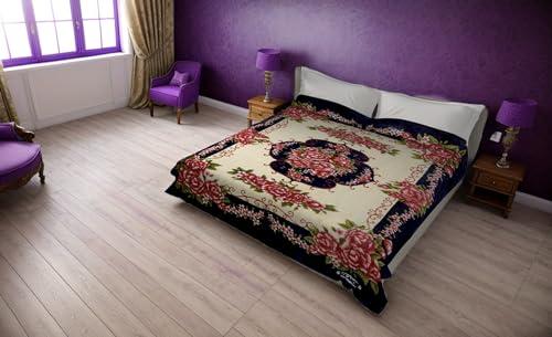 SOLARON SOLARON Korean Super Thick Heavy Weight Mink Blanket bed comforters bedspreads bedding comforter (King, 60 Flower Purple)