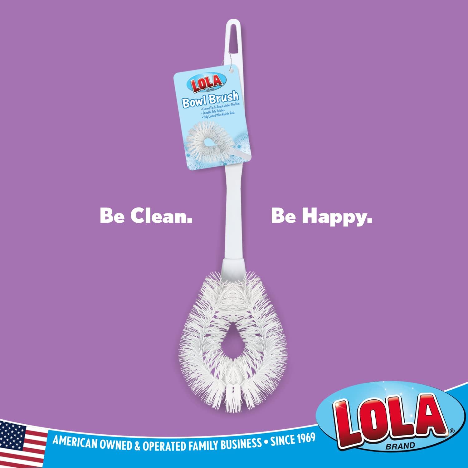 LOLA Lola Products Toilet Bowl Brush w/Curved Head, Coated Wire, Durable Poly Bristles, Reaches Under Toilet Bowl Rim, 1 Pack