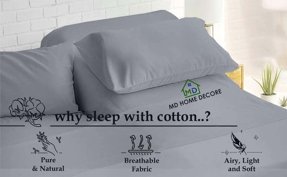 MD Home Decore Split Queen Sheets- 7 Piece Set- Split Queen Sheets Sets for Adjustable Beds- 16 Inch Deep Pocket- Sleep Number Sheets- Hotel Luxury Bed Sheets- Easy Fit- Wrinkle Free & Comfy (Light Grey Stripe)