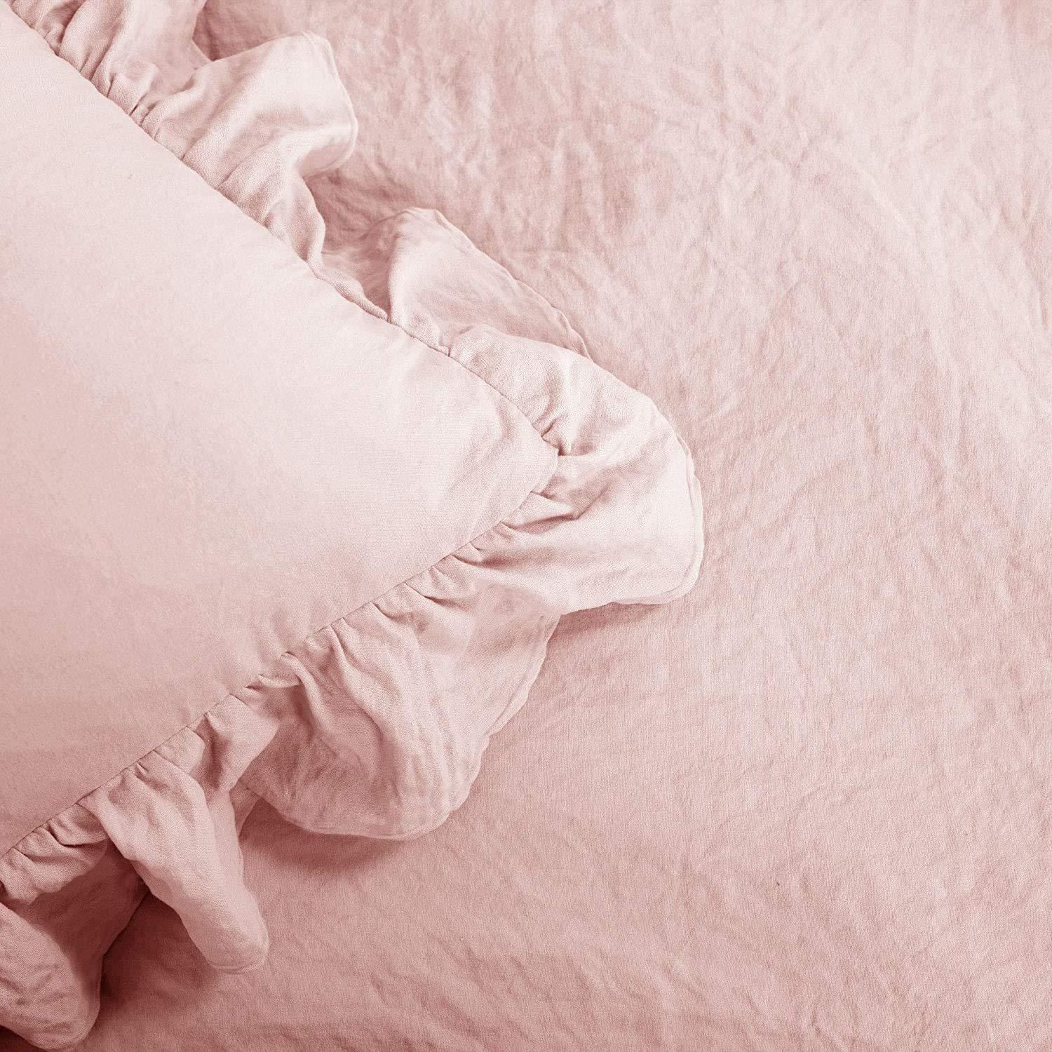 Lush Decor Lush Decor Reyna Ruffle Comforter Set - 3 Piece Cozy Ruffled Bedding Set - Timeless Elegance and Comfort for Bedroom - King, Blush