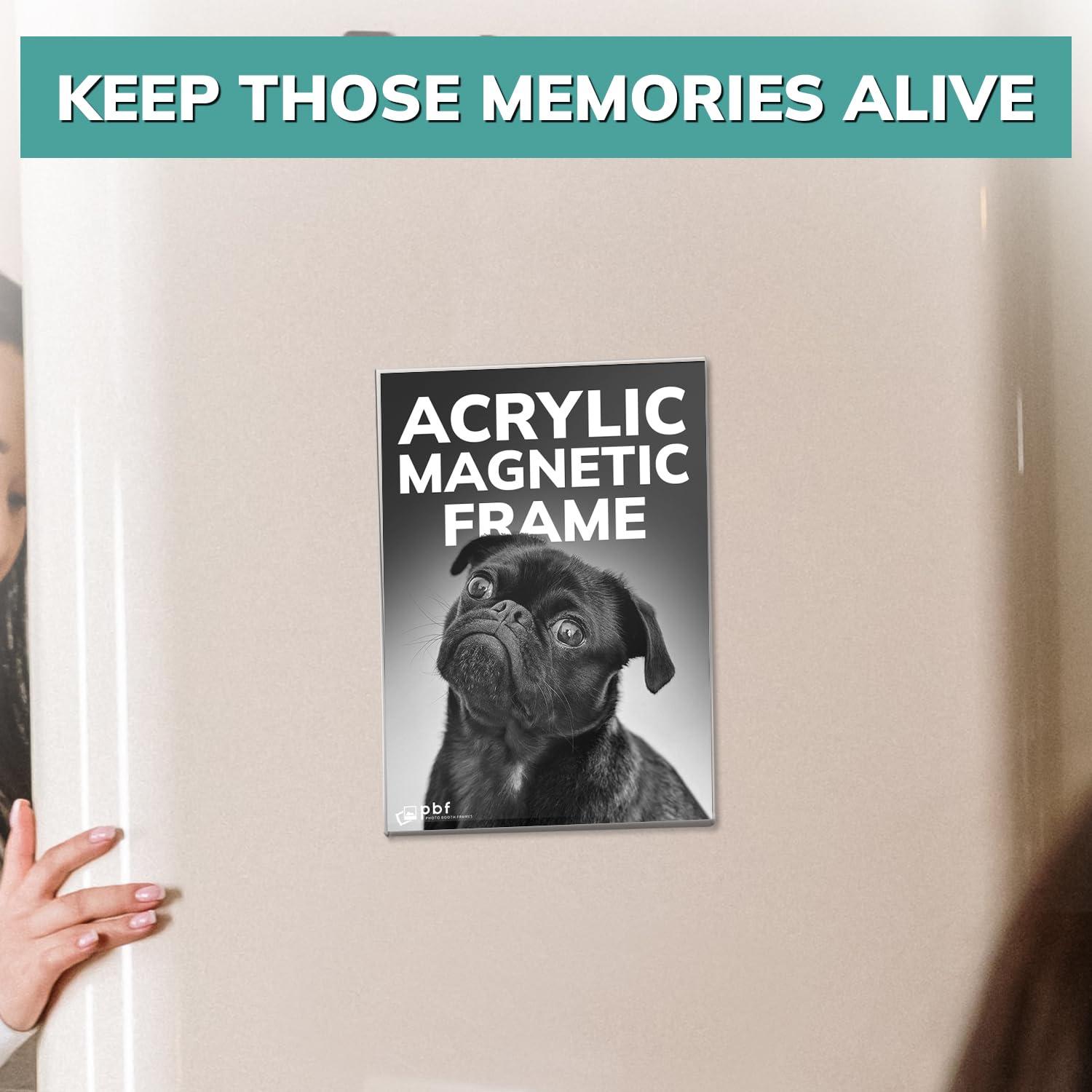 pbf PHOTO BOOTH FRAMES pbf 5x7 Magnetic Picture Frames for Refrigerator | 5 x 7 Clear Magnetic Acrylic Frames | Magnetic Photo Holders for Fridge, Locker, Photo Board, Art Display, Sign Holder (10-Pack)