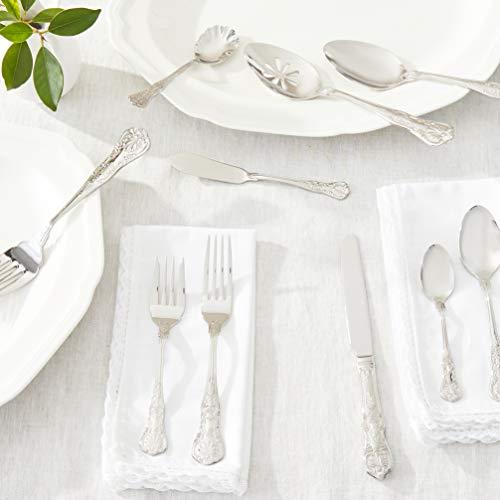 Wallace Wallace Queen 65-Piece 18/10 Stainless Steel Flatware Set, Silver, Service for 12 -