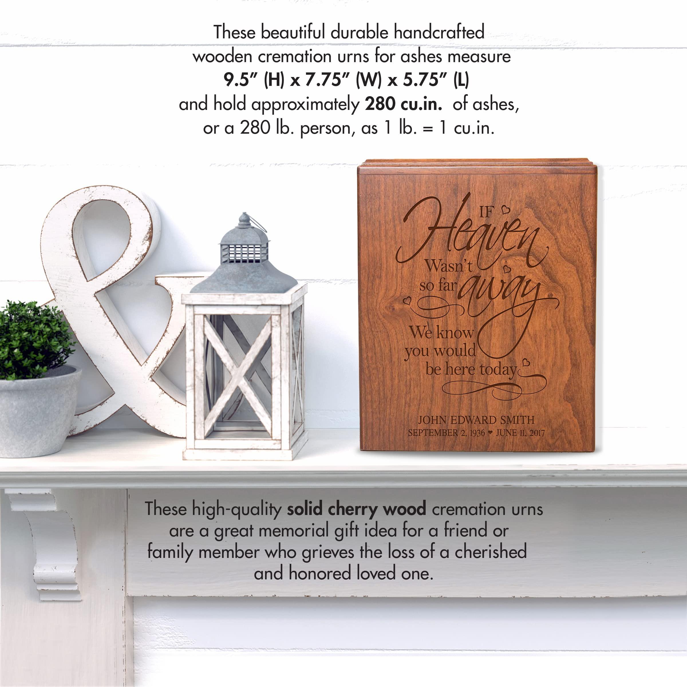 LifeSong Milestones LifeSong Milestones Urns for Ashes Adult Male Urns for Human Ashes Adult Female Personalized Cremation Urns for Adult Ashes Cherry Wooden Box Funeral Service Urn Large Urn for Human Ashes - If Heaven