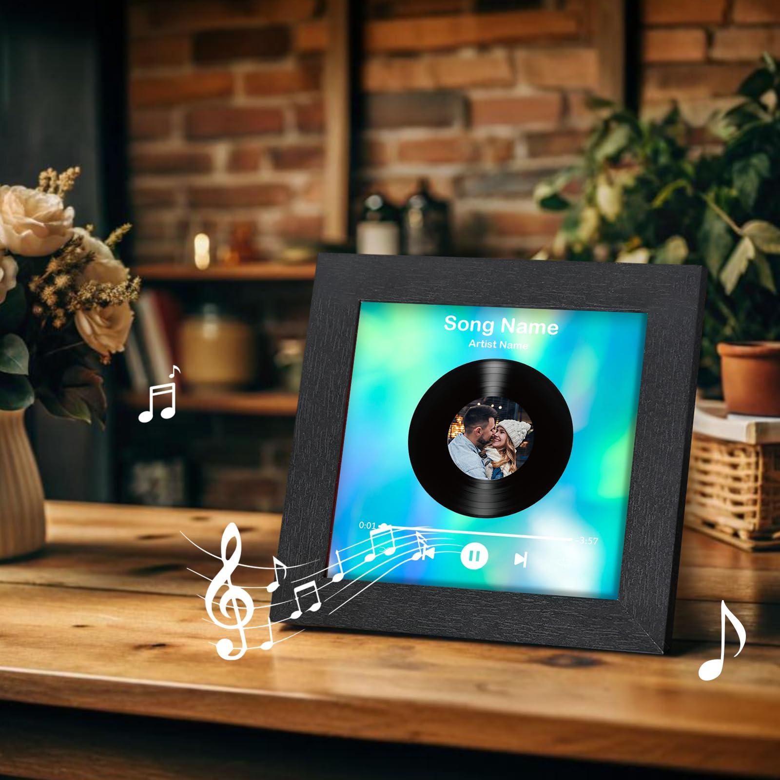 Dyoart Dyoart Custom Memory Music & Photo Wooden Frame, Personalized Wedding Music and Photo Frame, Can Play Song & Recordable, Tabletop & Wall Mount, Birthday Sounds Gifts for Him