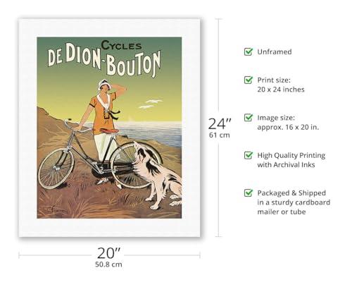 Pacifica Island Art De Dion-Bouton - Cycles - Vintage Advertising Poster by Flix Fournery c.1925 - Fine Art Rolled Canvas Print 16in x 20in