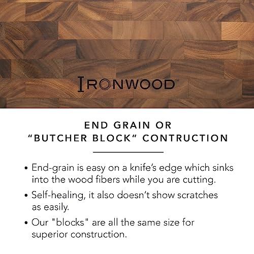 Ironwood Gourmet Ironwood Gourmet Large End Grain Prep Station Acacia Wood Cutting Board, 14 x 20-Inch, Brown