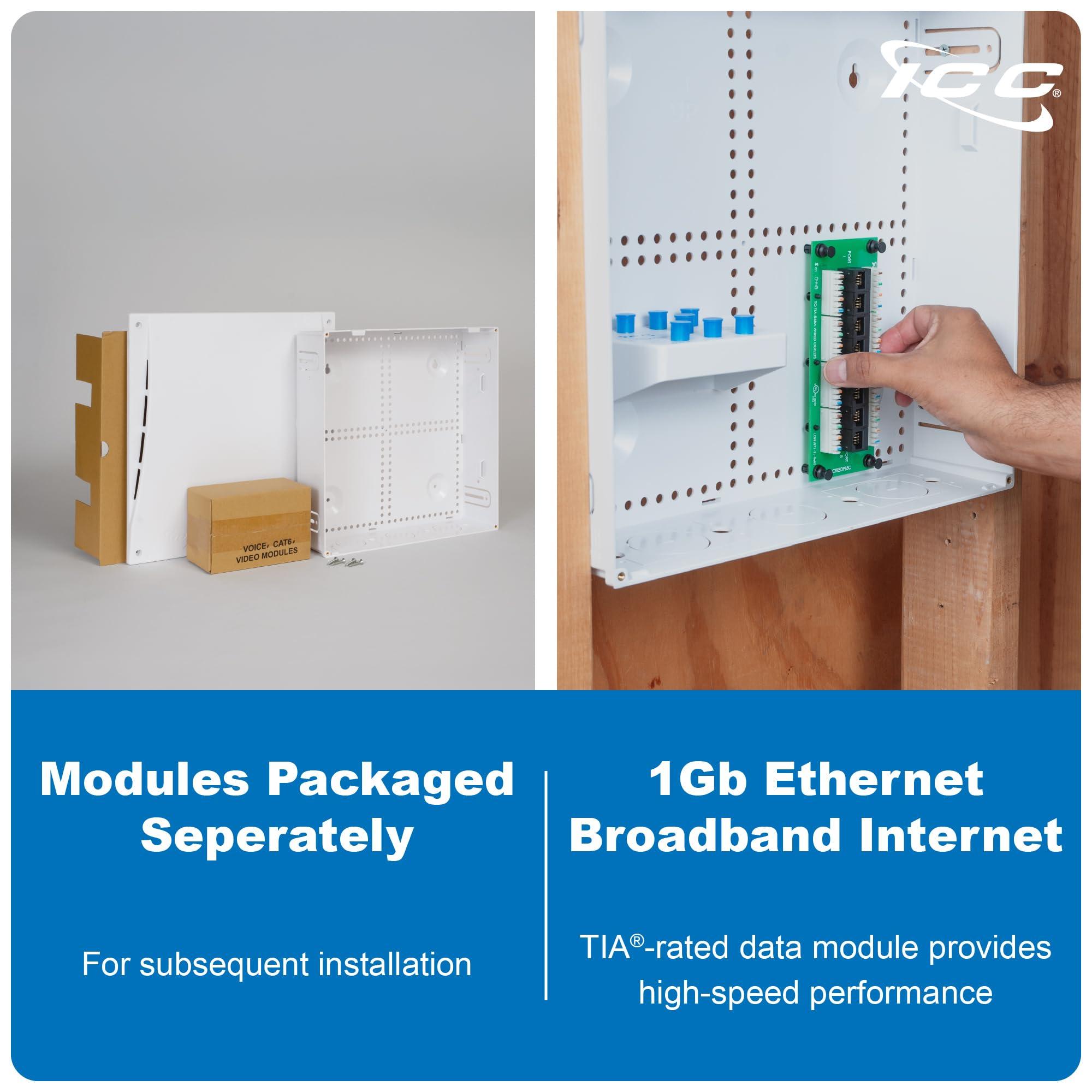 ICC ICC 14 Plastic Structured Wiring Enclosure, Media Enclosure with Cable Wall Cover, Cable Management Box for Distribution of Networking Services, UL Listed TAA Compliant, ICRESDP14E