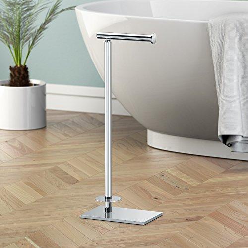 Gatco Gatco 1443C Modern Square Base Toilet Paper Holder Stand with Storage, Chrome, 21.13"H