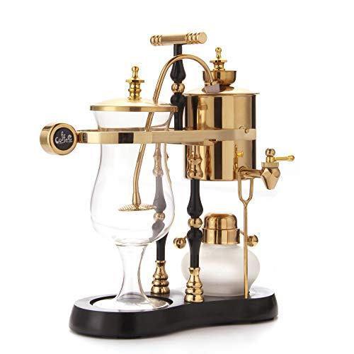 Diguo Diguo Belgian/Belgium Family Balance Siphon/Syphon Coffee Maker, Elegant Double Ridged Fulcrum with Tee Handle (Egyptian Black & Gold)