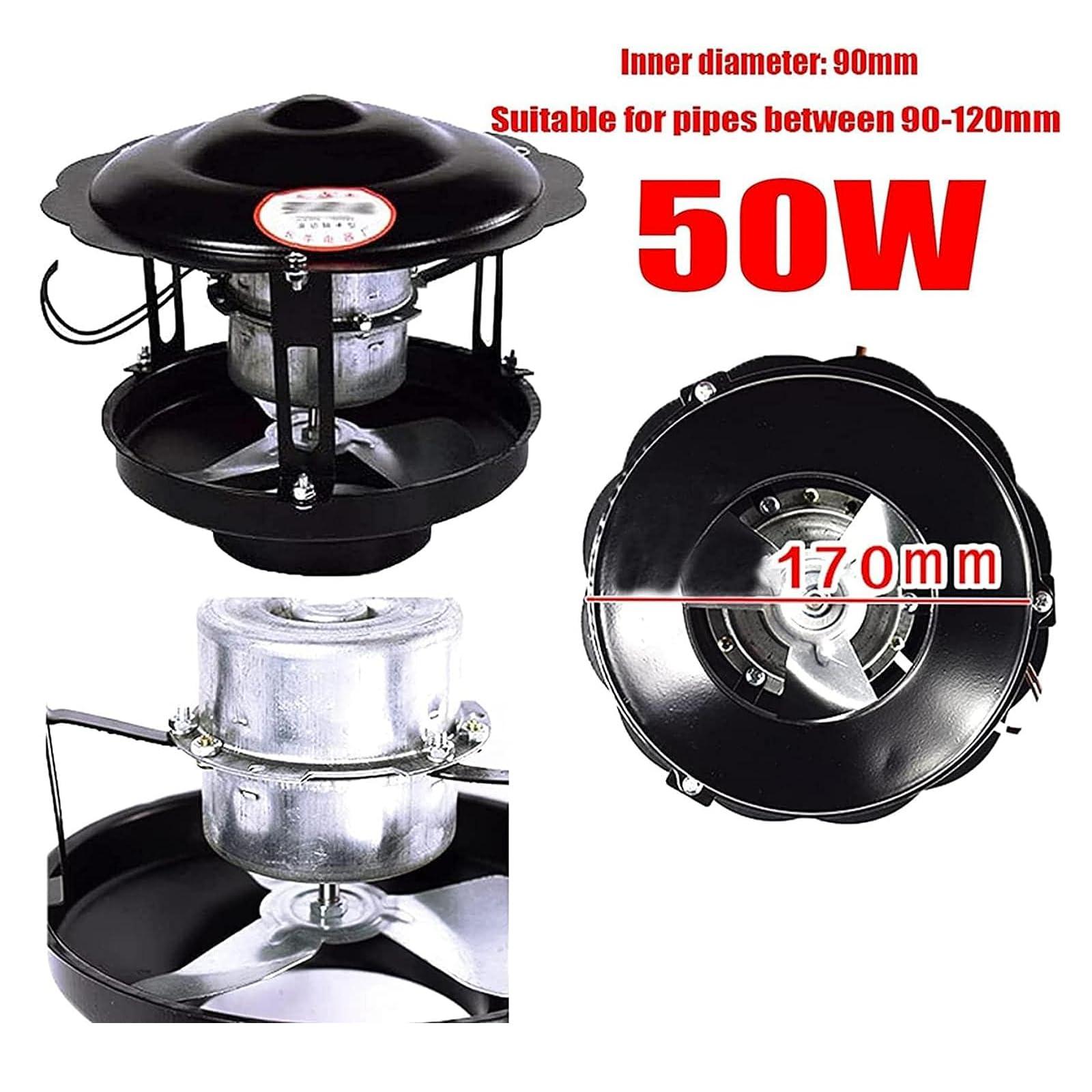 JHKJ JHKJ Chimney Fan, 50W/60W/100W Fireplace Exhaust Fan Flue Fan Chimney Draft Inducer Chimney Exhaust Fan for Fireplace Black(1pc),50W