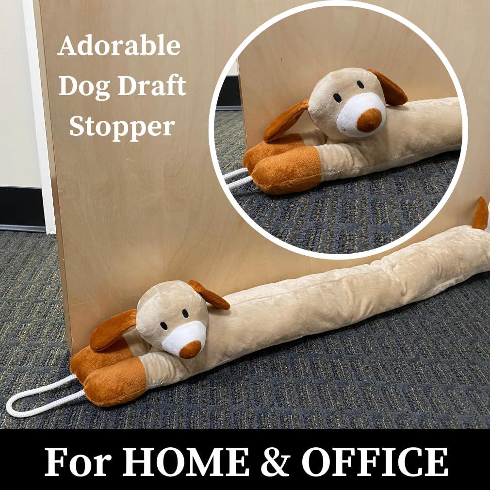Evelots Evelots Under Door Dog Draft Stopper - Weighted - Keep Cold Air, Warm Air Out - Odor, Noise, Dust, Wind Blocker - Great for Window - Full 38 Inch Long - Heavy Duty Cute Puppy - Hanging Loops