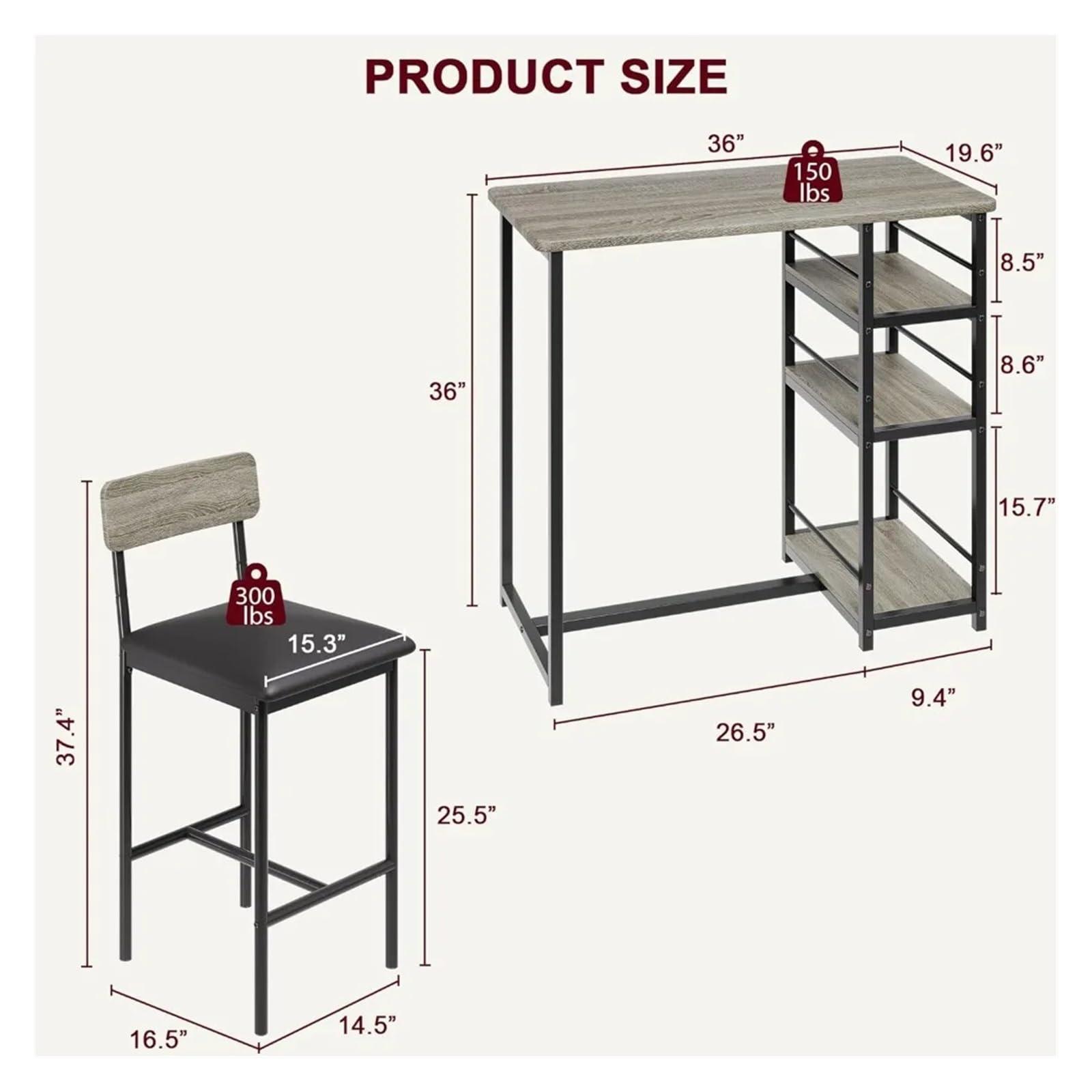 SUSUROSE SUSUROSE Dining Table 3 Piece Kitchen Table Set with 3 Storage Shelves for Small Space Furniture Room Home,White