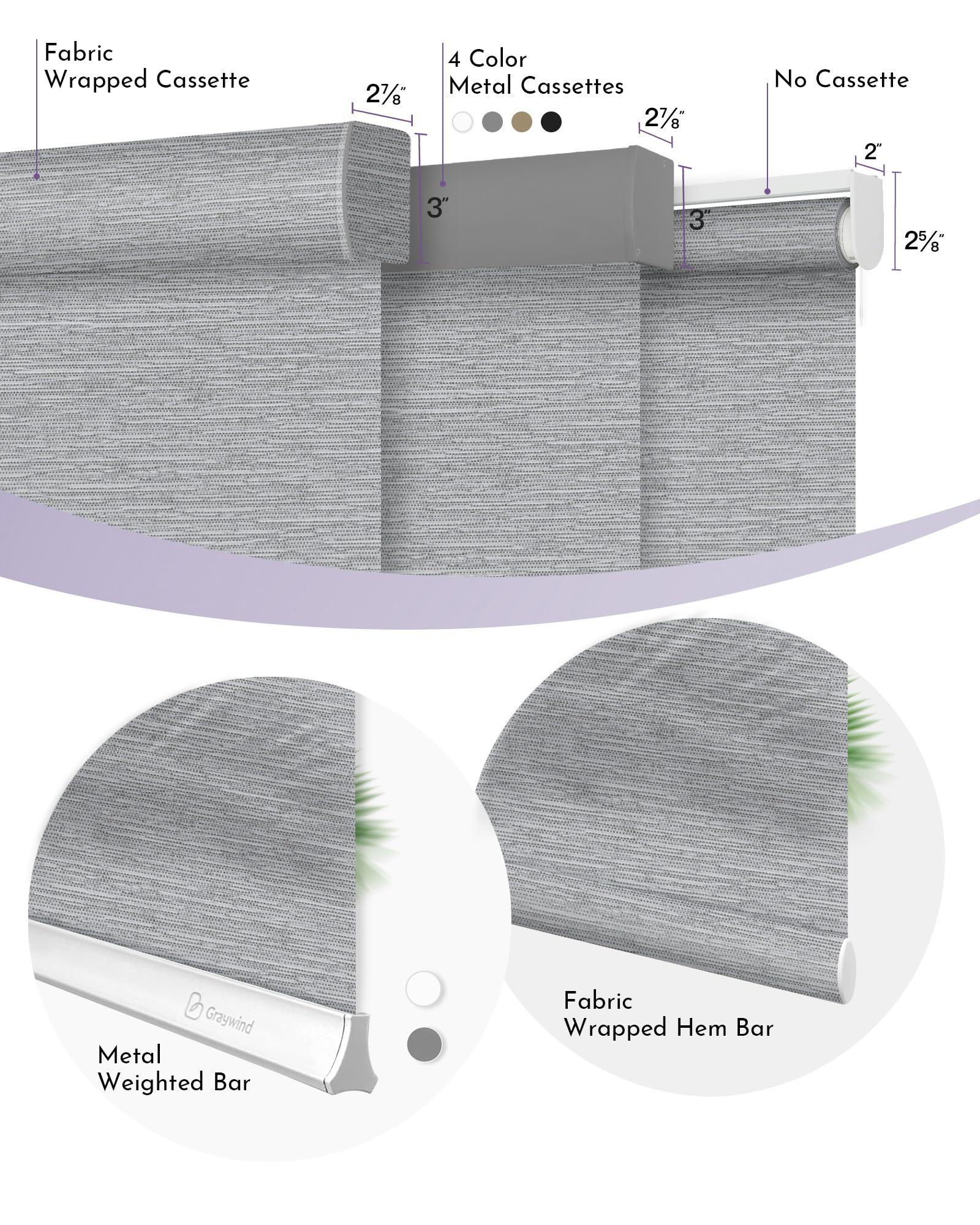 Graywind Graywind Motorized Light Filtering Shades Compatible with Alexa Google Rechargeable Remote Control Smart Blinds Automatic Window Shade with Valance for Home Office, Custom Size (Jacquard Grey)