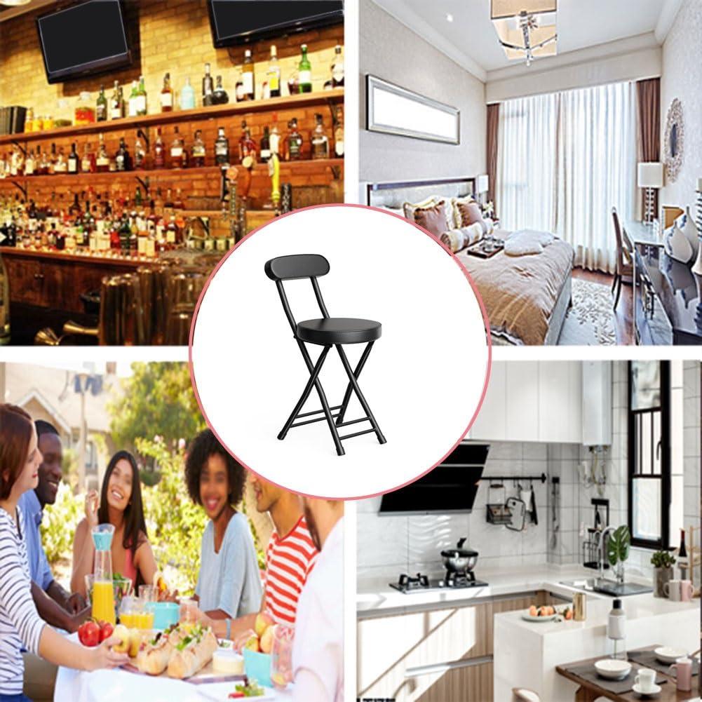 D Ger Store 18inch Cushioned Padded Folding Bar Stool, Portable Chair Stool with 220lbs Capacity, for Kitchen Living Room Garden Camping