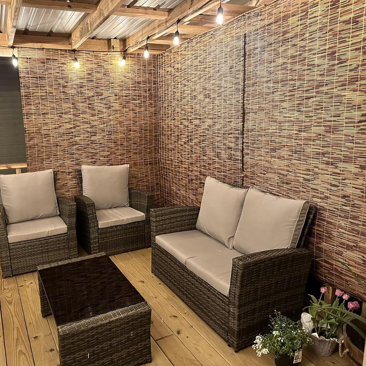 HomeLoft Basics Roll Up Bamboo Blinds for Indoor/Outdoor Patio Roller Blinds Waterproof Bamboo Shades for Porch Sun Shade, Woven Breathable Curtains for Home Roman Shades Privacy, Cordless (Color : 42" W x 48" H)