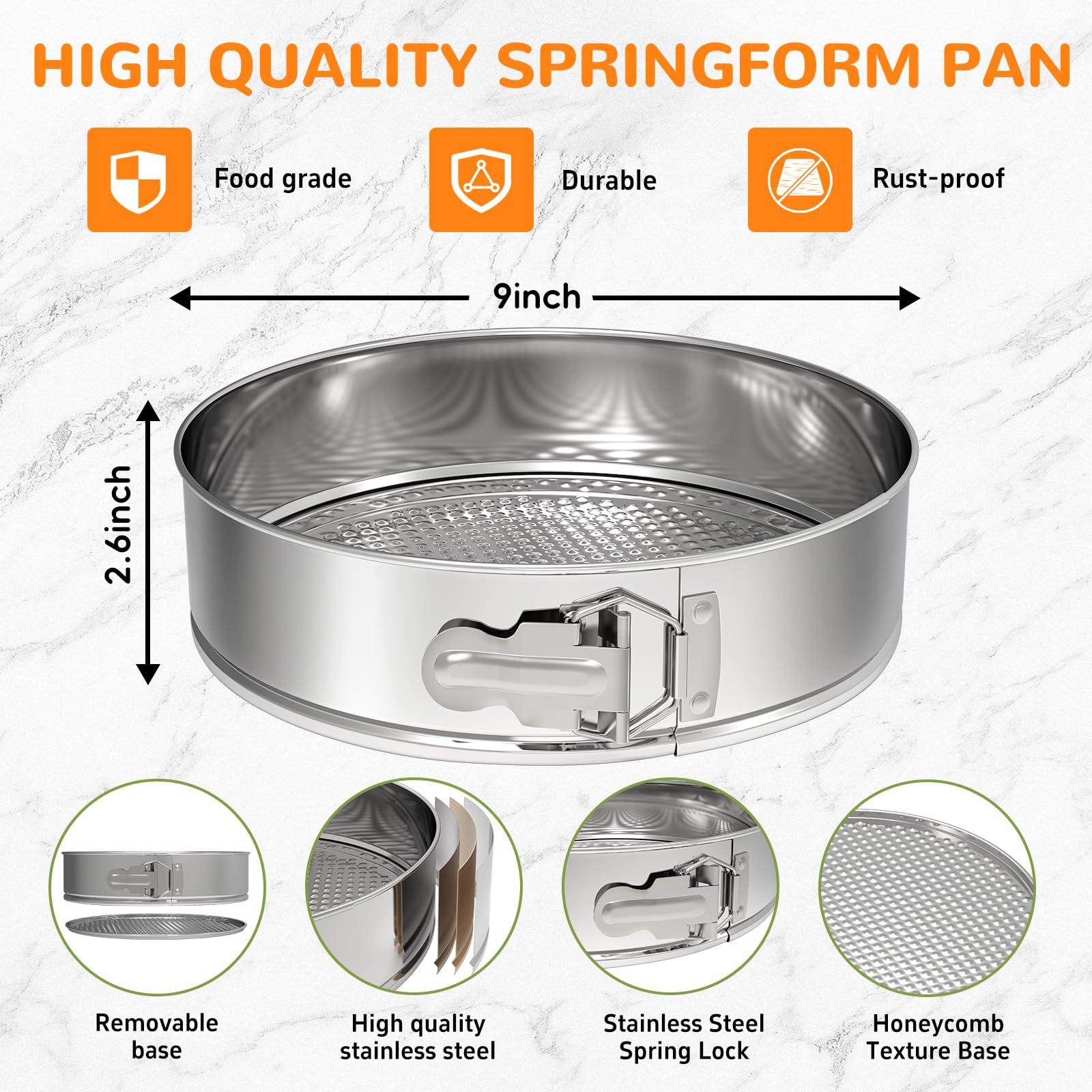ZeroPone ZeroPone 9 Inch Springform Pan, Stainless Steel Cheesecake Pan, Nonstick Springform Cake Pan with Removable Bottom, Round Cake Pan For Baking, Spring Form Pan for Cheesecake