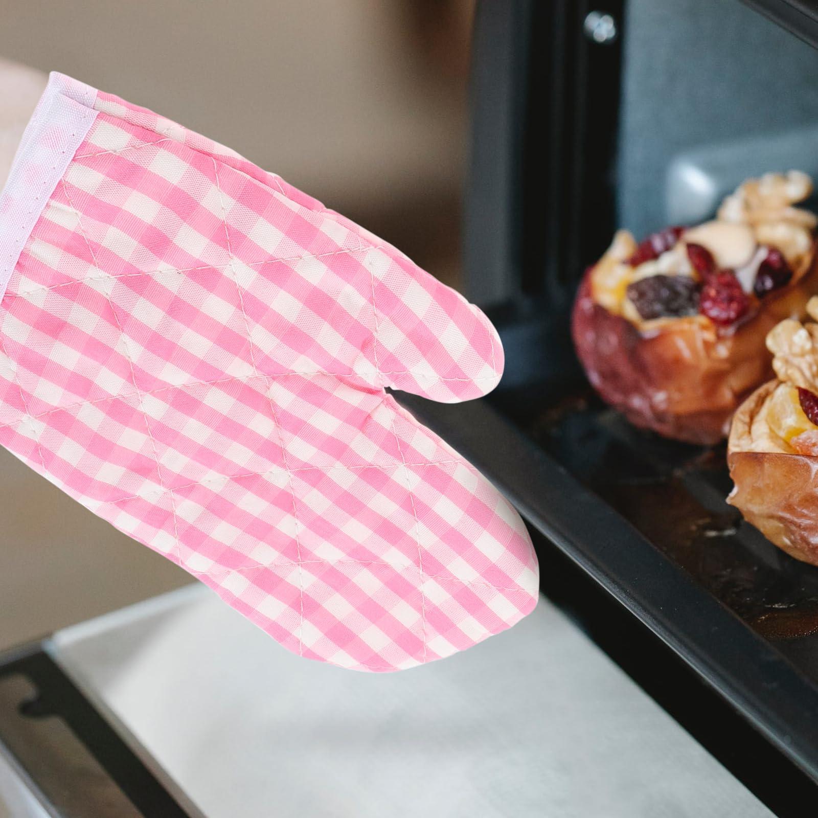 OSALADI Mini Oven Mitts 2Pcs Children Microwave Gloves for Kids Play Kitchen Cooking Mitts Anti Scald Baking Gloves for Boys Girls