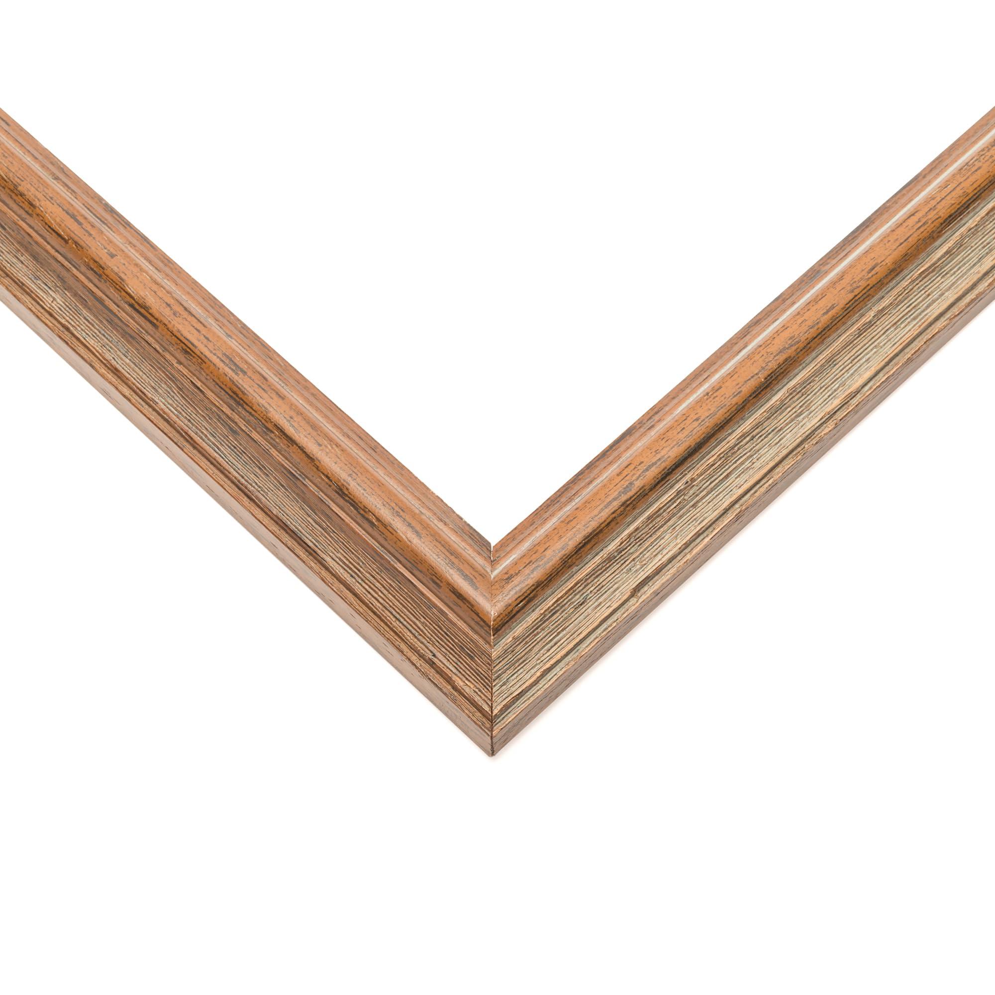 CustomPictureFrames.com 20x10 Frame Brown 60\'s Wooden Cabinet Solid Wood Picture Frame | 1 Inch Moulding Width | Complete with UV Acrylic Plexiglass, Foam Board Backing & Hanging Hardware