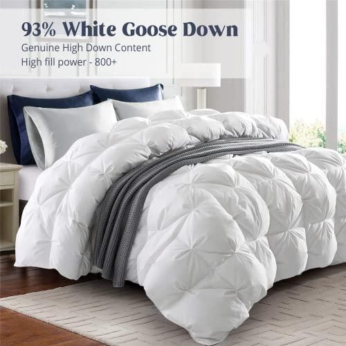 puredown puredown® Goose Down Comforter King Size, 800 Fill Power, 100% Cotton Winter Oversized Down Duvet Insert 700 Thread Count, Heavyweight Cloud Fluffy Pinch Pleat Extra Warmth