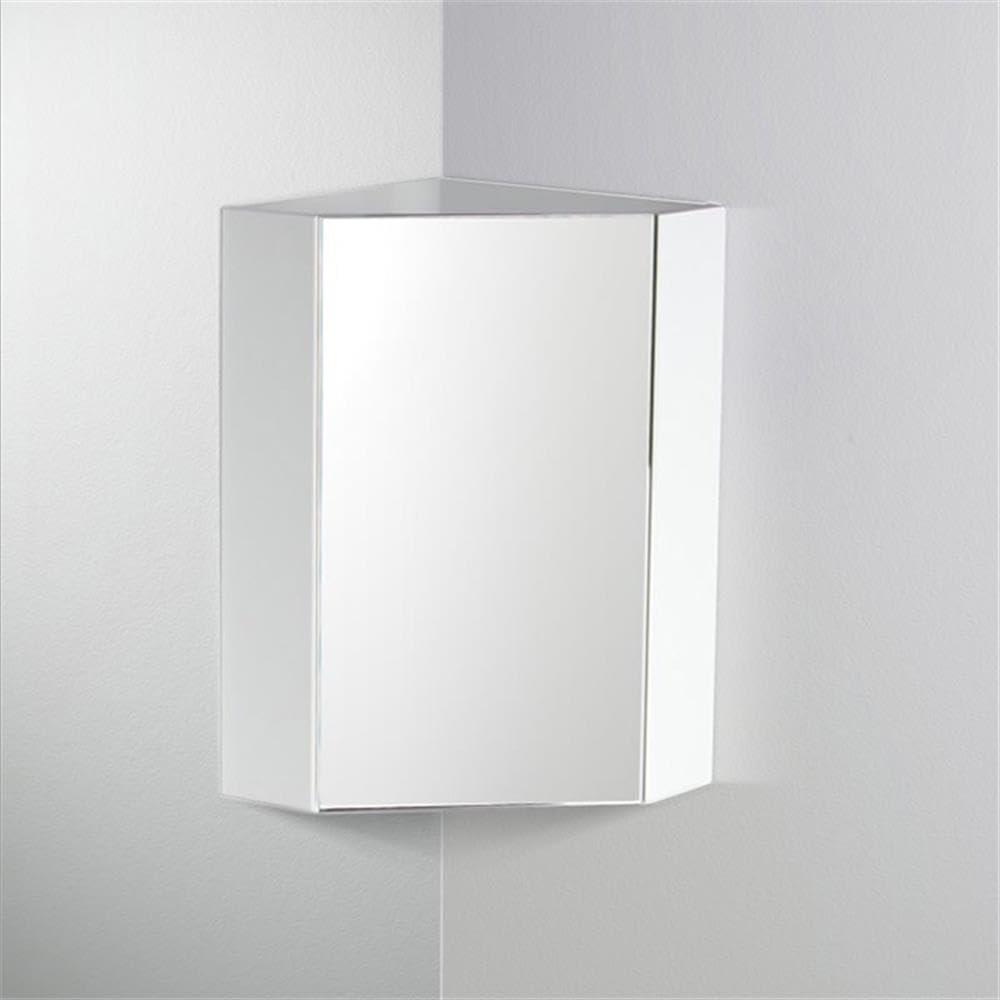Pemberly Row Pemberly Row 14\" White Corner Medicine Cabinet with Mirror Door
