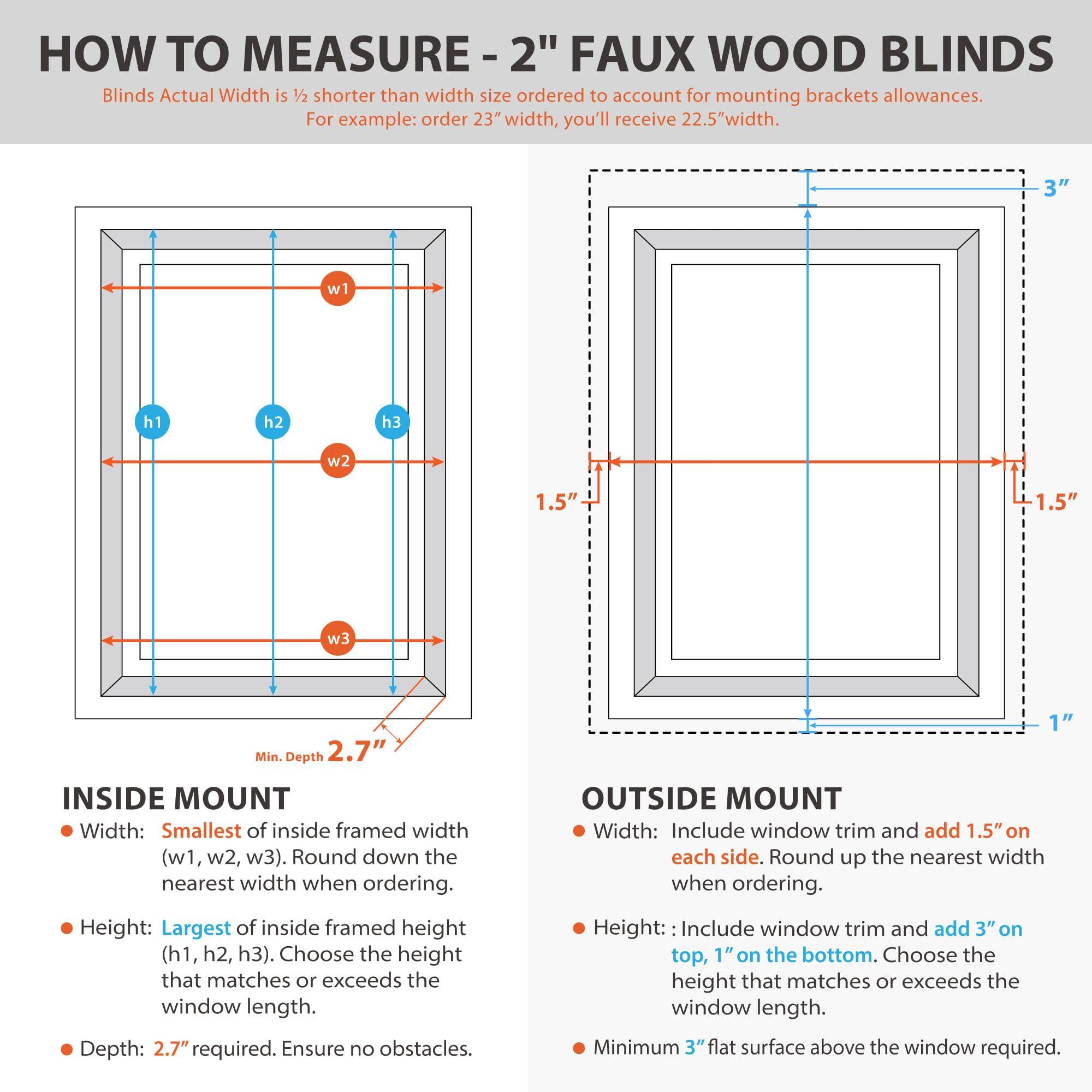 DEZ FURNISHINGS DEZ FURNISHINGS Cordless 2" Faux Wood Blind, 39" W x 84" H, White