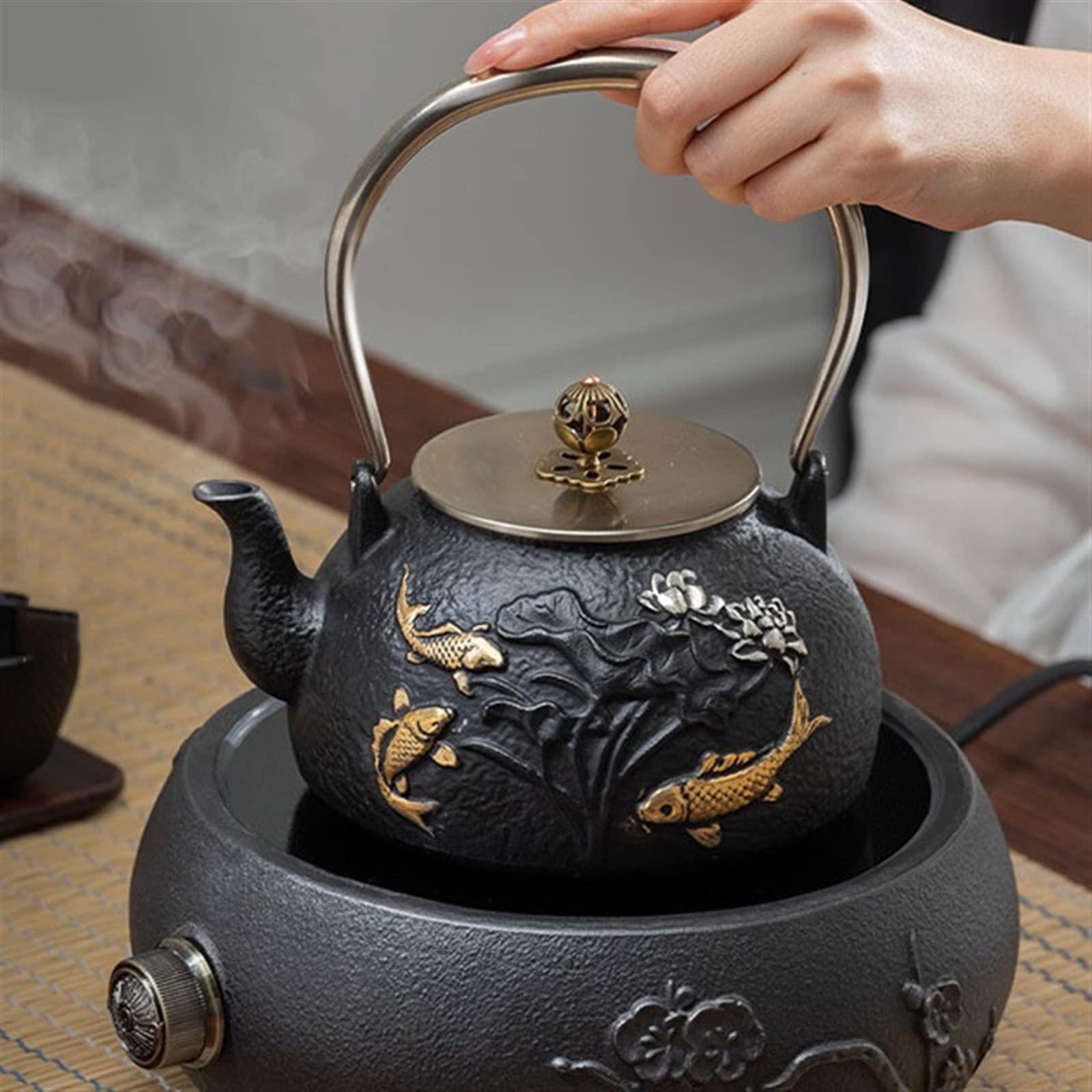 HOMEFC Whistling Kettle Tea Kettle 1L Cast Iron Tea Set Teapot Tea Kettle Household Large Capacity Tea Maker Reheatable Teapot with Handle Teakettle Teapot