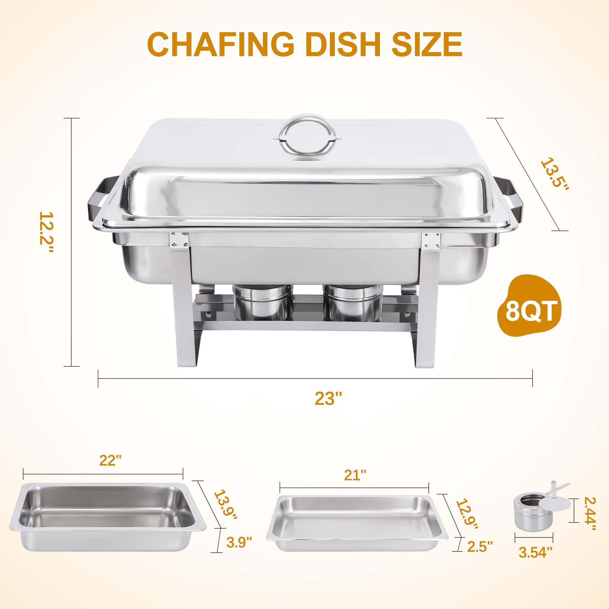 Nova Microdermabrasion Chafing Dish Buffet Set 8 Qt Stainless Steel Complete Chafer Set Catering Warmer Set with Water Pan, Fuel Holder for Parties, Dinners, Catering, Buffet and Weddings 2 Silver