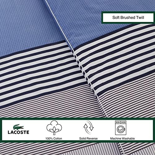 Lacoste Lacoste Meribel Cotton Bedding Set, Twin/TwinXL Duvet, Blue/White