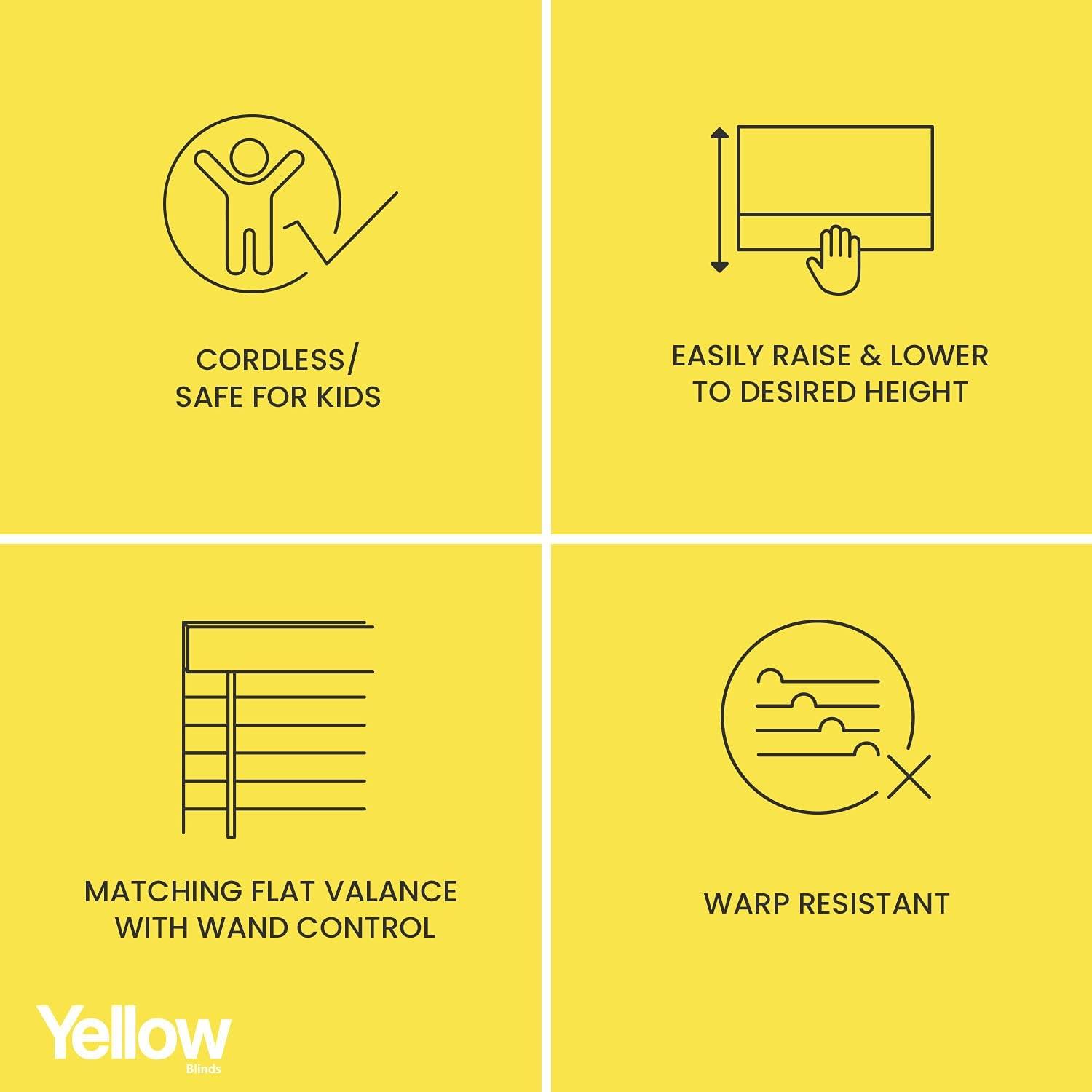 YELLOW BLINDS Faux Wood Blinds, Window Blinds, Wood Blinds, Window Shades, Window Treatments, Blinds & Shades, Window Shades for Home, Wooden Blinds, Basic White, 20.5" W X 72 by YELLOW BLINDS