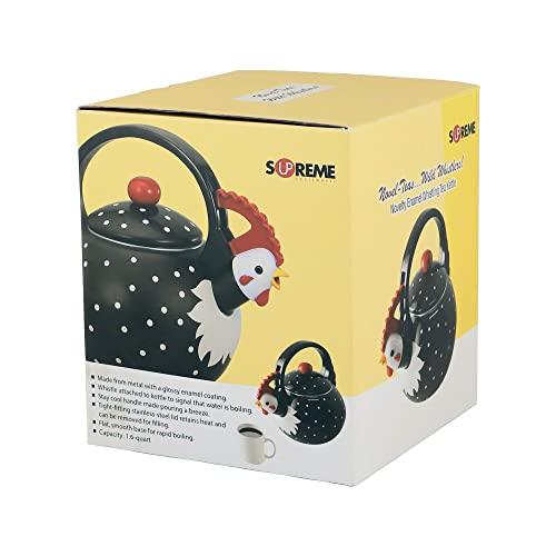 Supreme Housewares Whistling Tea Kettle for Stove Top Enamel on Steel Teakettle, Supreme Housewares Rooster Design Teapot Water Kettle Cute Kitchen Accessories Teteras (1.6 Quart, Rooster)