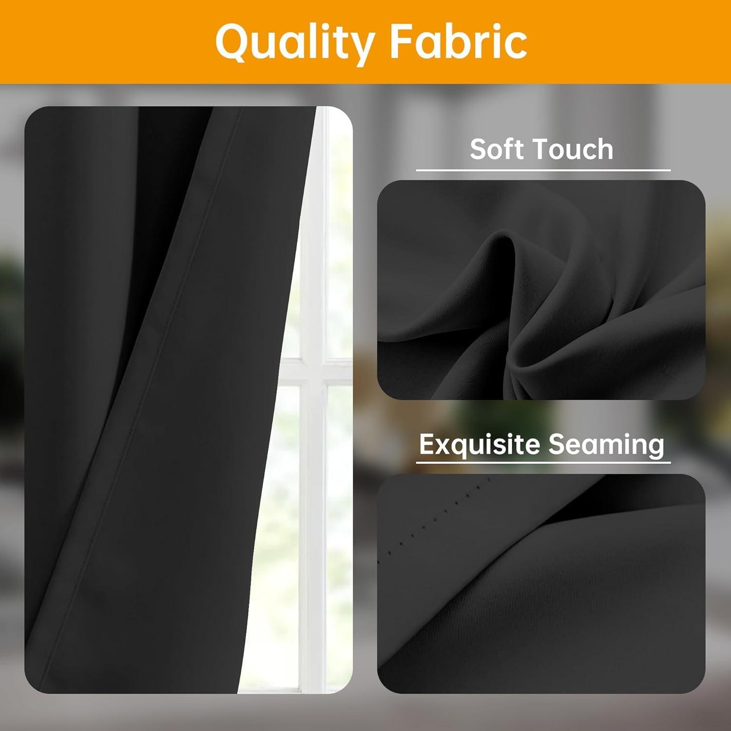 hoeflife Hoeflife Room Divider Curtains, Blackout Ceiling Track Curtains with Hook Sound Proof Floor Curtains Perfect for Ceiling Mount Curtain Tracks Wall Divider for Room Separation(Black, W150 x H96)