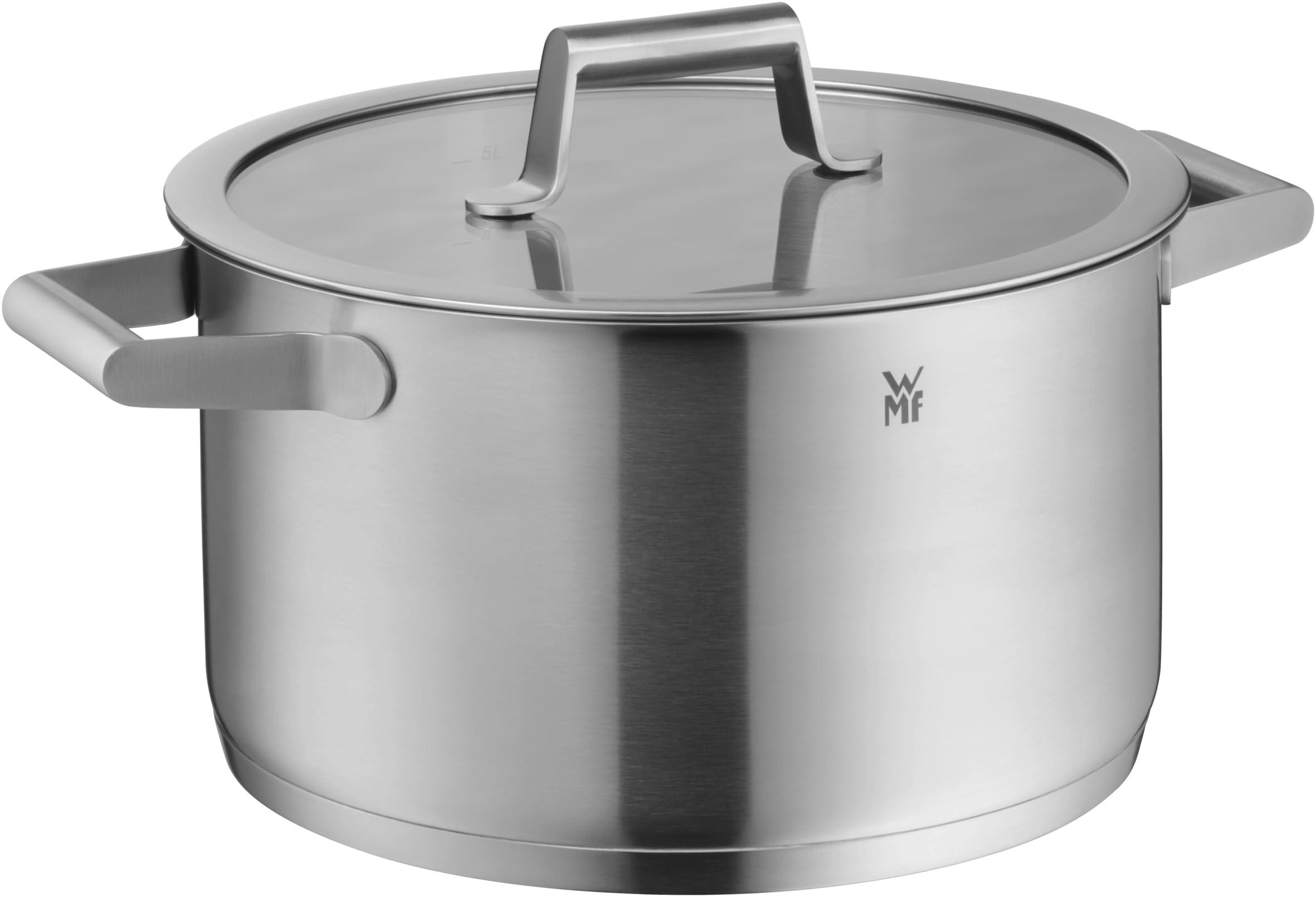 WMF WMF 732146040 Comfort Line Topfset Induktion 4-teilig Cromargan Matte Stainless Steel Pots Set with Glass Lid, Scale, Stackable, Uncoated, 18/10