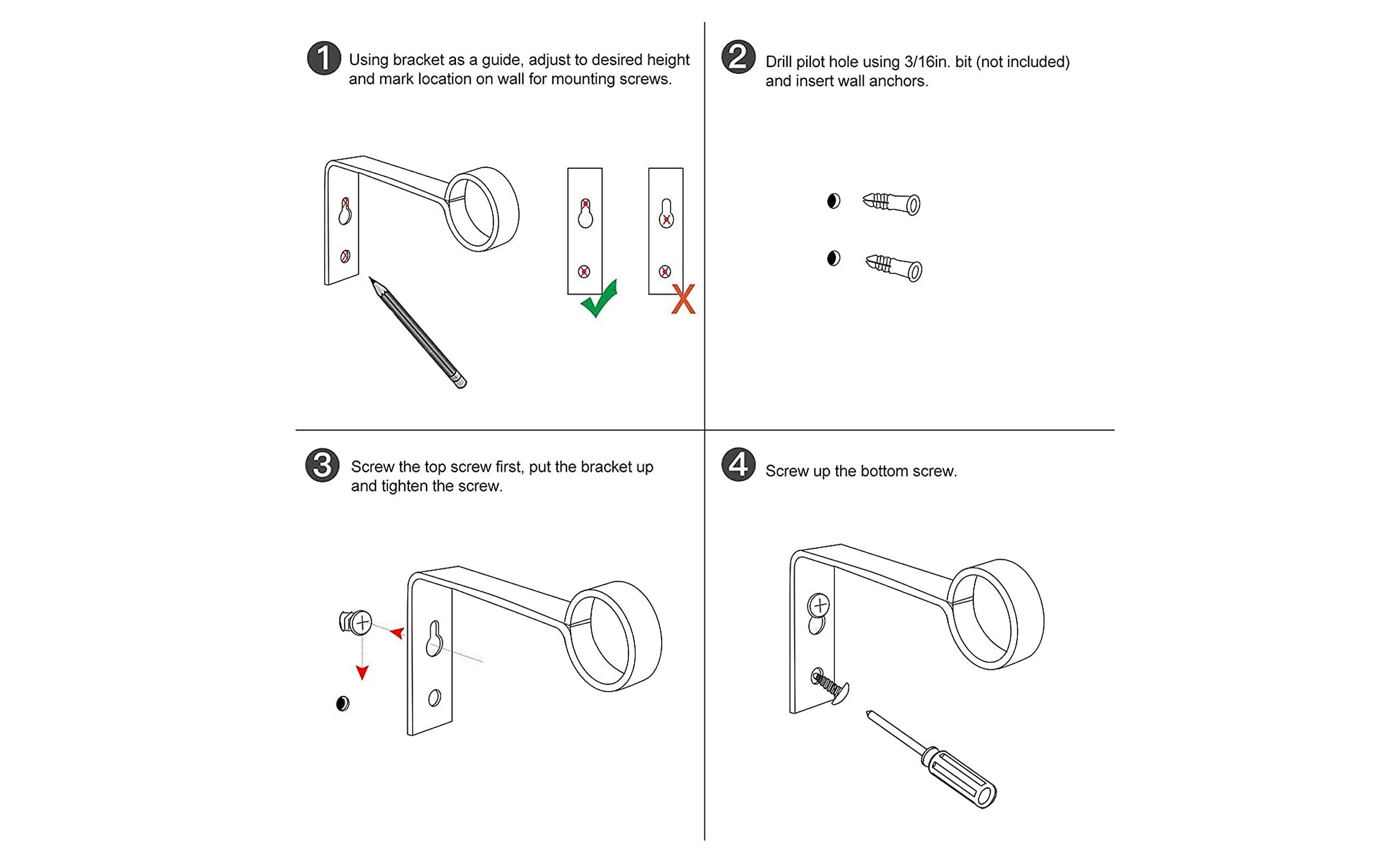 Kowibcl Kowibcl Ceiling Curtain Rod Bracket, 27 Pcs Ceiling Mounted Curtain Rod Brackets for 7/8 Inch Curtain Rod Holder, Heavy Duty Ceiling Bracke for Wall, Silver