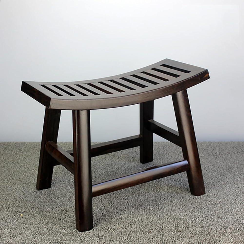 MegLob MegLob Blackwood Shower Stool, 39*17*29Cm, Solid Wood Shower Benches for inside Shower, Small Bathroom Shower Bench Stool, Ergonomic Shower Stool with Curved Seat Surface, Multifunctional Wood Stool