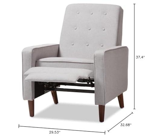 Baxton Studio Baxton Studio Mathias Mid-century Modern Light Grey Fabric Upholstered Lounge Chair