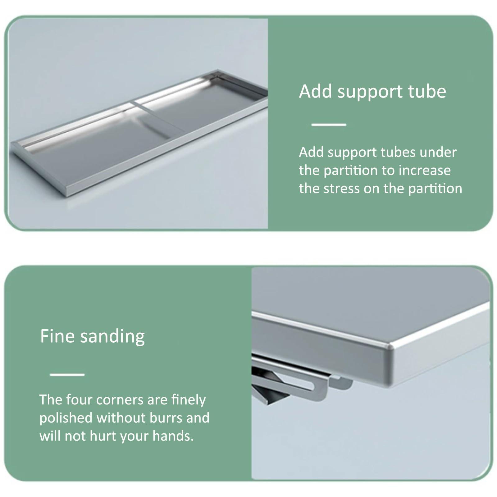 Yidlkecqey Folding Table Wall Mounted Folding Table Wall Mounted Desk,Foldable, Made Stainless Steel, Thickened Folding Bracket,Stainless Steel Wire Drawing Process,304 stainless steel folding table(Size:70*35cm