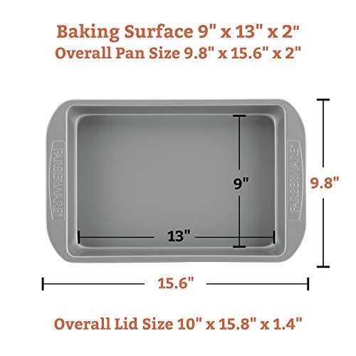 Farberware Farberware Nonstick Bakeware Baking Pan With Lid / Nonstick Cake Pan With Lid, Rectangle - 9 Inch x 13 Inch, Gray